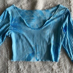 Tie dye long sleeve cropped shirt